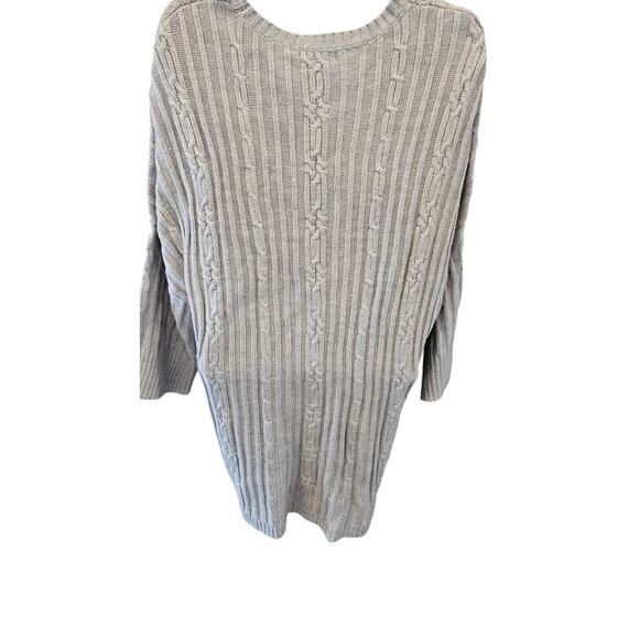 NWT cable neck Daisy Fuentes grey knit slub slouchy tunic sweater winter L NEW - Picture 2 of 7